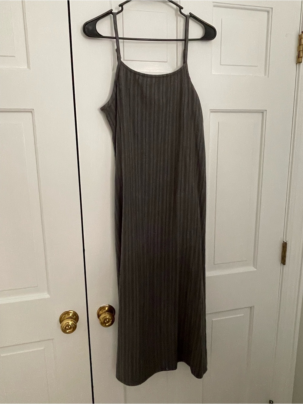 NATURAL LIFE Ribbed Charcoal Slip Midi Dress